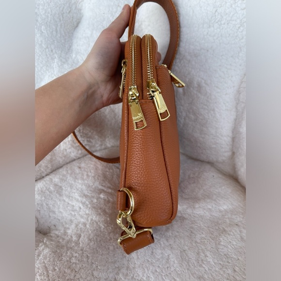 Small Sling Bag Fanny Packs Crossbody Bags Leather Brown - Picture 7 of 14